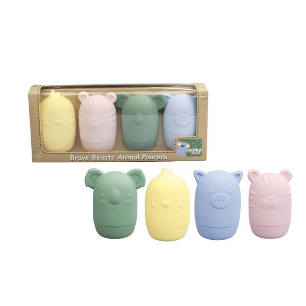 Koala Dream Brave Beasts Animal Pourers Set of 4 Pastel Baby Bath Toys CA3023
