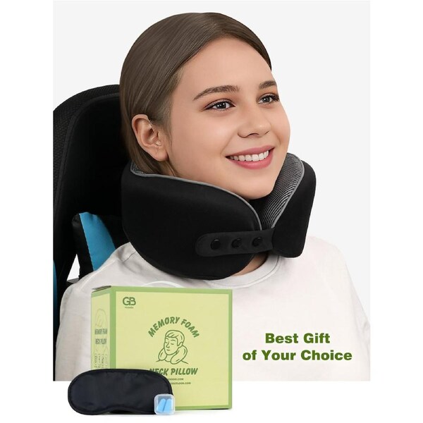 Advwin Travel Pillow Memory Foam Neck Pillow Black