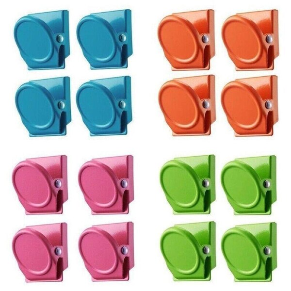 16 Magnetic Clips Fridge Strong Magnet Metal Clamp Note Photo Hanger Holder Hook