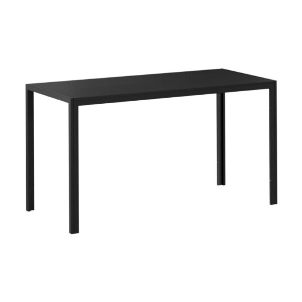 Oikiture 140cm Dining Table Rectangular Kitchen Table with Metal Leg Black
