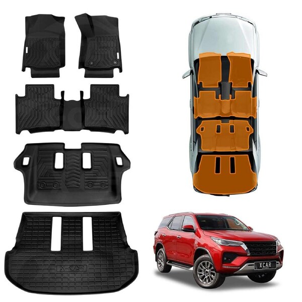 3D Floor Mats Boot Liner for Toyota Fortuner 2015-Onwards All Weather Heavy Duty Cargo Car Trunk Luggage Tray