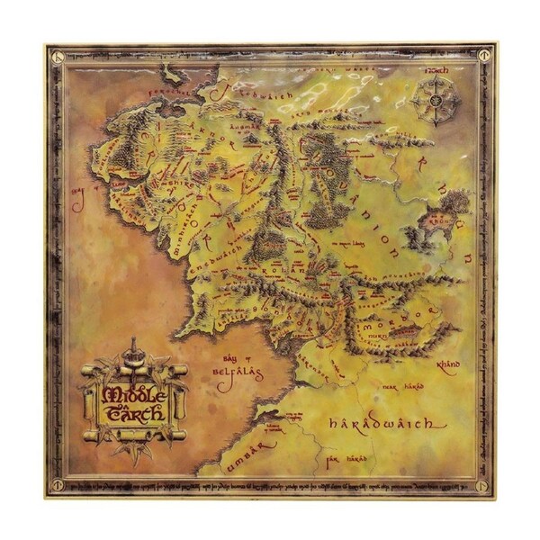 The Lord of the Rings - Middle Earth Metal Map Replica