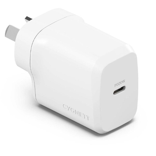Cygnett - PowerPlus 20W Single Port GaN USB-C Wall Charger - White
