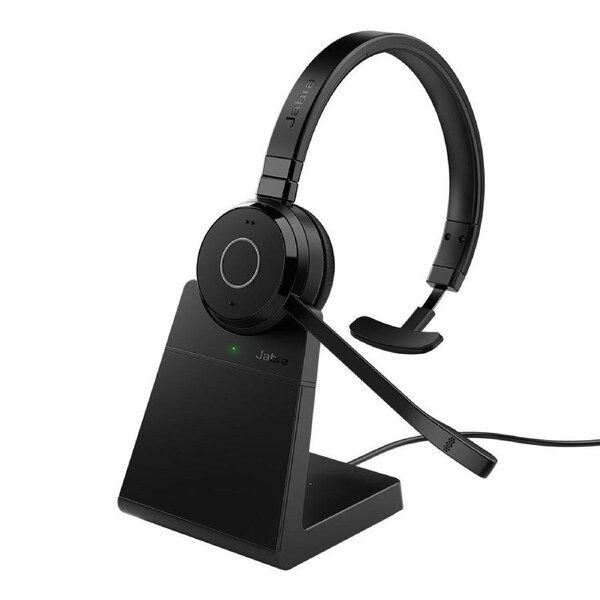 Jabra Evolve 65 TE Link390a UC Mono Stand Bluetooth Headset, 16-hour battery life, 30-metre wireless range, Passive Noise Cancellation, Busy Light