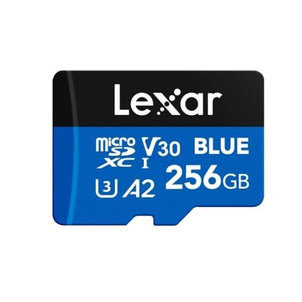 Lexar BLUE microSDXC UHS-I Card 256GB - C10, A2, UHS-I(U3), V30, up to 160MB/s read Vibration-proof: 10-2000Hz. Magnetic-proof: 15000 Gauss