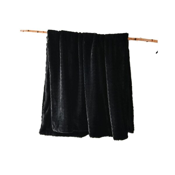 Bianca Australian TAMBAR Throw Rug Faux Fur Black