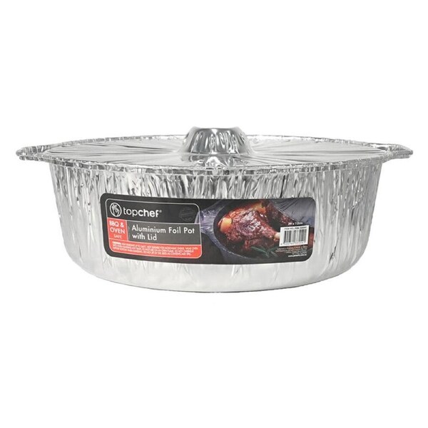 12PK Topchef Aluminum Foil Pot Home/Kitchen Food Storage BBQ/Oven w/ Lid 39cm