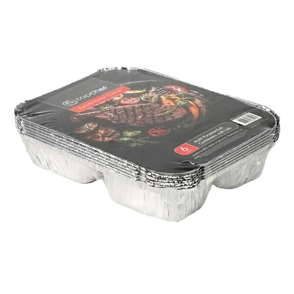 72pc Topchef 3-Compartments Aluminium Foil Food Tray Meal Prep w/ Lid 22x16cm