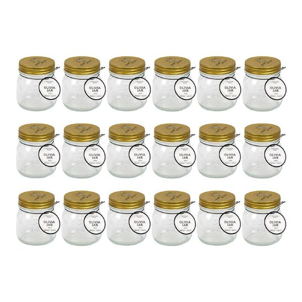 18PK The Styled Room Glass Olivia Preserving Jar Food Container 250ml Clear/Gold