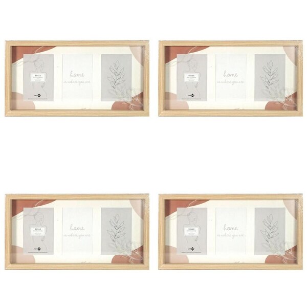 4PK Unigift Belle Collage 3-Openings 4x6in Photo Frame Picture Holder Natural