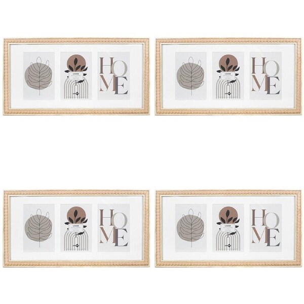 4PK Unigift Louise Collage 3-Opening Photo Frame Picture Holder 20x40cm Brown