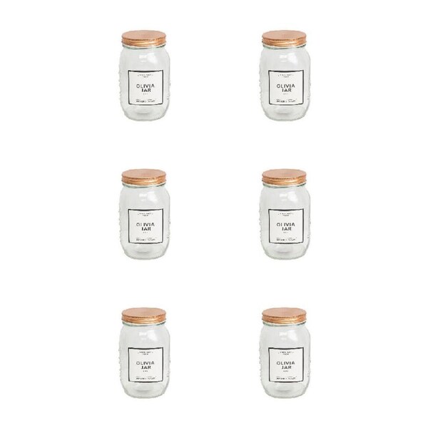 6PK The Styled Room Olivia Glass Preserve Jar Food Container Rose Gold 1000ml