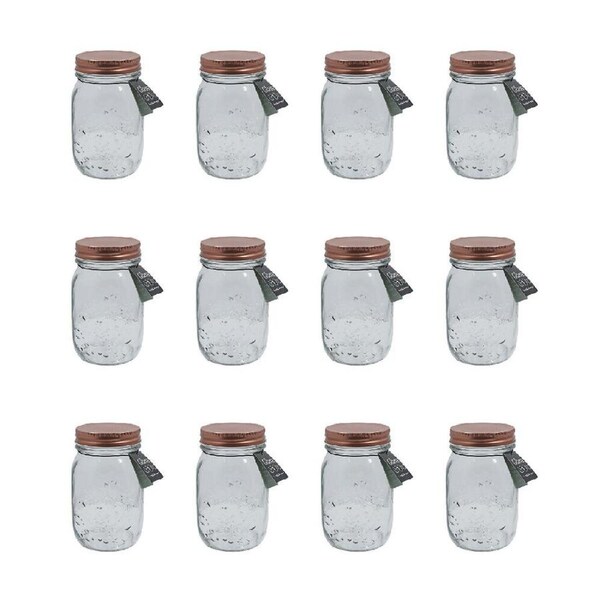 12PK Glass & Co Olivia Glass Preserve Jar Food Storage Container Rose Gold 500ml