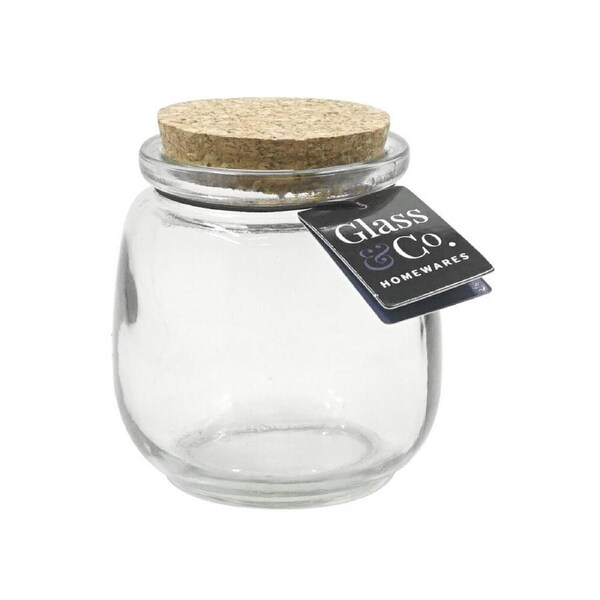 36PK Glass & Co Courtney Glass Jar Container with Cork Lid Clear 300ml