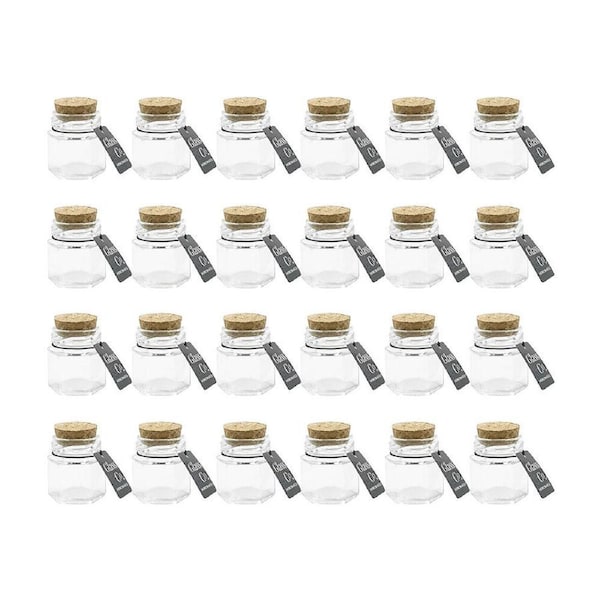 24PK Glass & Co Courtney Glass Hex Jar Container w/ Cork Lid Clear 45ml