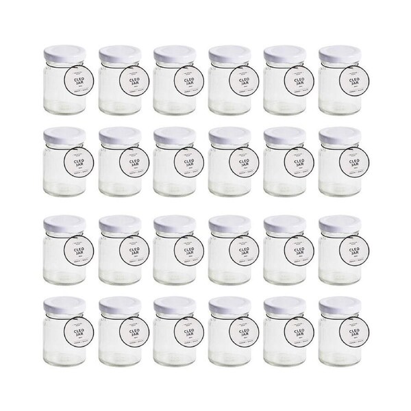 24PK The Styled Room Round Mini Glass Jar Assorted Black/Gold/White 80ml