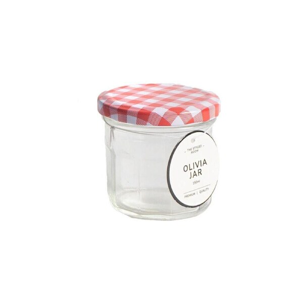 36PK The Styled Room Hex Glass Jar Storage Container Assorted Blue/Red 150ml