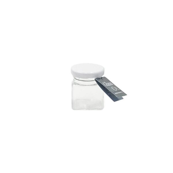 30PK Glass & Co Cleo Square Mini Glass Jar Container Assorted Clear/White 50ml