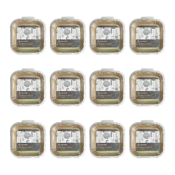 240pc Topchef Square Air Fryer Basket Liner Baking/Cooking Mat Brown 20cm