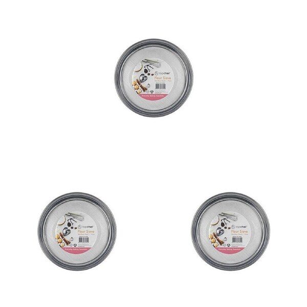 3PK Topchef Flour Sieve Fine Mesh Kitchen Baking Strainer Stainless Steel 19cm