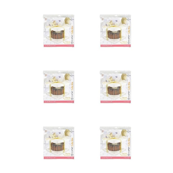 6PK Topchef Cake Box See Through Dessert Container Assorted Black/White 26x26x18