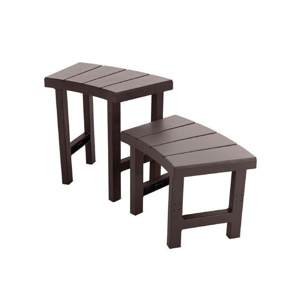 4pc Intex Medium And Tall Spa Outdoor Deck Side Table Bench Set - Brown