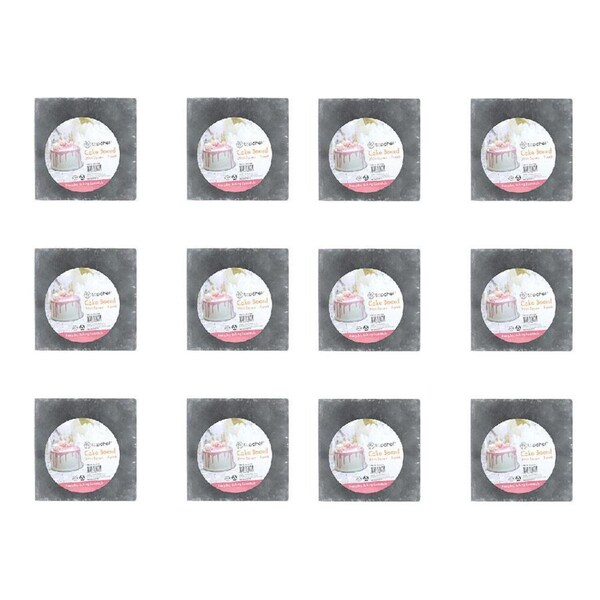 24pc Topchef Square Cake Board/Base Kitchen Baking Pastry Accessory Grey 20cm