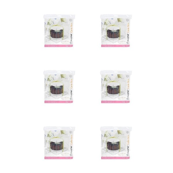 6PK Topchef Cake Box See Through Dessert Container Assorted 18x18x13 Black/White