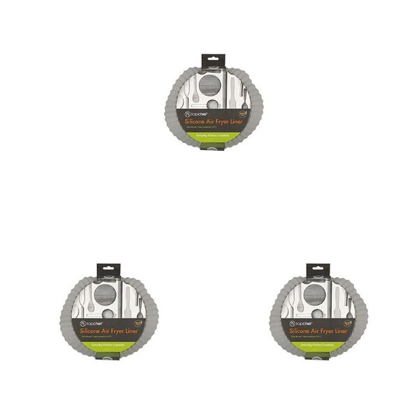 3PK Topchef Non Stick Silicone Air Fryer Liner Round 22cm Heat Resistant Liner