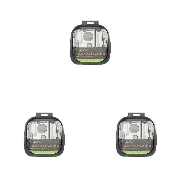 3PK Topchef Non Stick Silicone Air Fryer Liner Square 20cm Reusable Cooking Mat