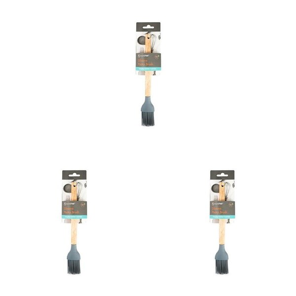 3PK Topchef Non Stick Silicone Pastry Basting Brush w/ Wood Handle Baking Tool