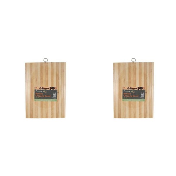 2PK Topchef Non Slip Bamboo Chopping Board 40x30cm Wooden Cutting Board Brown