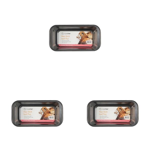 3PK Topchef Non-Stick Carbon Steel Loaf Pan Small 25x13cm Durable Bread Pan