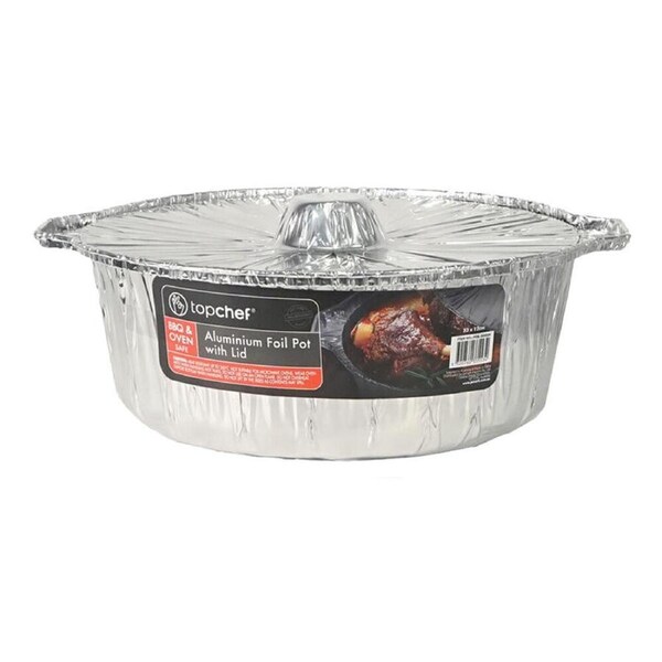 12PK Topchef Aluminum Foil Pot Home/Kitchen Food Storage BBQ/Oven w/ Lid 33cm