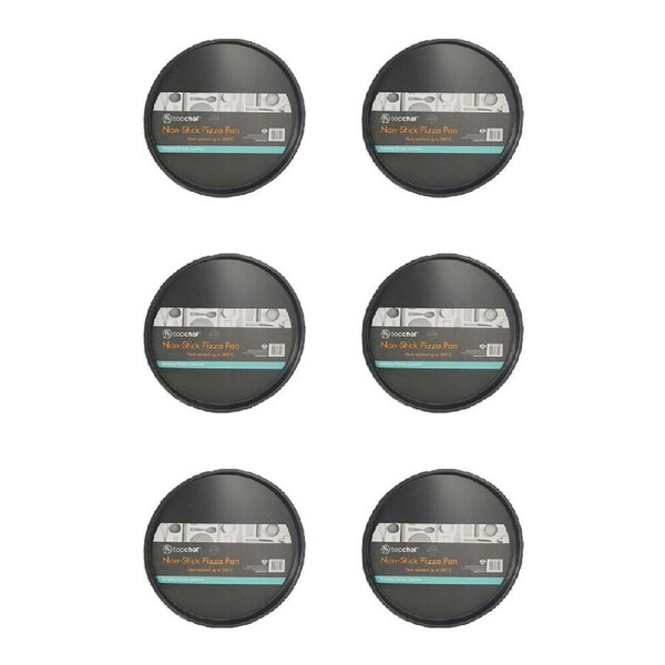 6PK Topchef Non-Stick Pizza Pan 31x1.5cm Carbon Steel Pizza Baking Tray Black