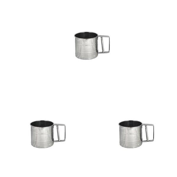 3PK Topchef Stainless Steel 3 Cup Flour Crank Handle Sifter Kitchen Baking Tool