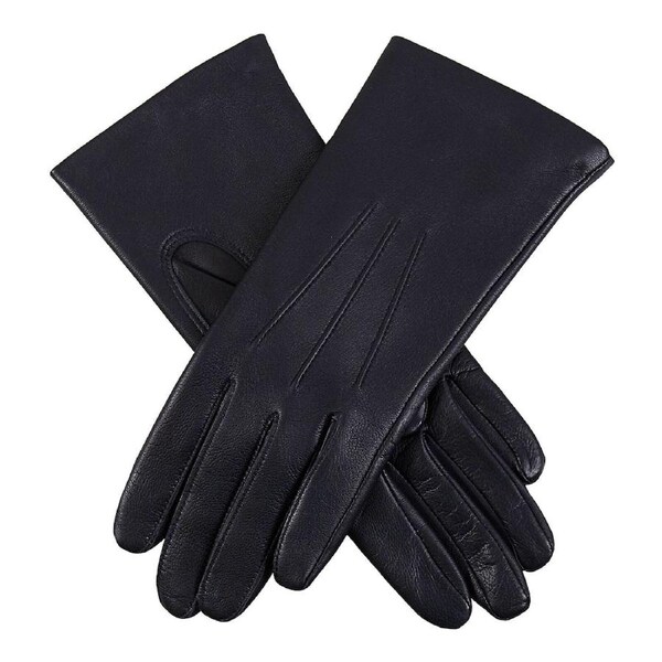 Dents Womens Emma Three-Point Leather Gloves - Navy 6.5