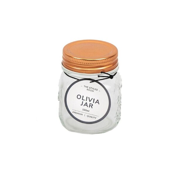 72PK The Styled Room Olivia Glass Preserve Jar Food Container Clear/Gold 150ml