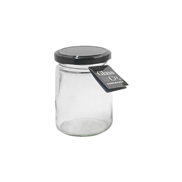 48PK Glass & Co Cleo Round Small Glass Jar Assorted Black/Gold/White 220ml