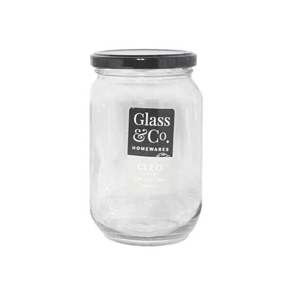 36PK Glass & Co Cleo Round Large Glass Jar Assorted Black/Gold/White 700ml
