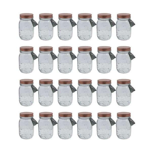 24PK Glass & Co Olivia Glass Preserve Jar Food Storage Container Rose Gold 500ml