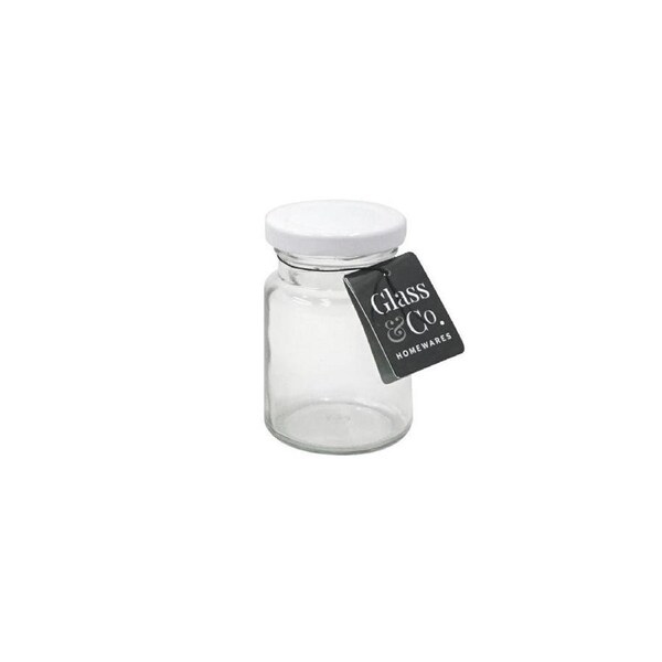 48PK Glass & Co Round Mini Glass Jar Container Assorted Black/Gold/White 100ml