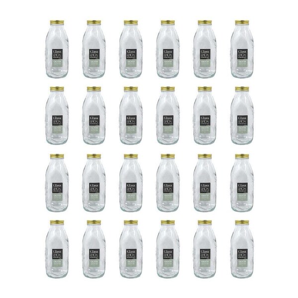 24PK Glass & Co Preserve Glass Bottle Tropical Container w/ Lid Clear/Gold 1L