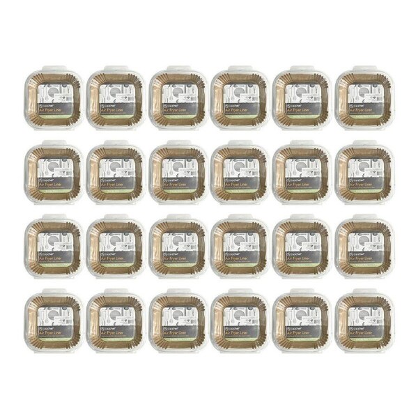 48pc Topchef Square Air Fryer Basket Liner Baking/Cooking Mat Brown 16cm