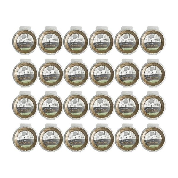 48pc Topchef Round Air Fryer Basket Liner Baking/Cooking Tray Mat Brown 16cm