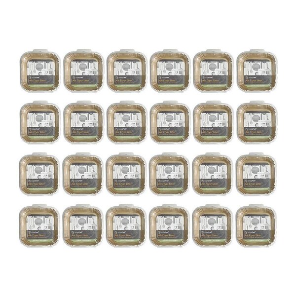 48pc Topchef Square Air Fryer Basket Liner Baking/Cooking Mat Brown 20cm