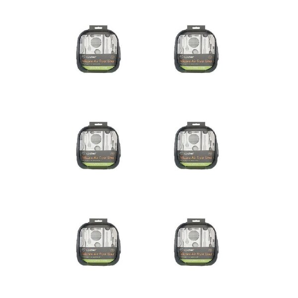 6PK Topchef Non Stick Silicone Air Fryer Liner Square 20cm Reusable Cooking Mat