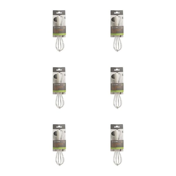 6PK Topchef Non Stick Compact Mini Silicone Whisk Food Grade Baking Tool White