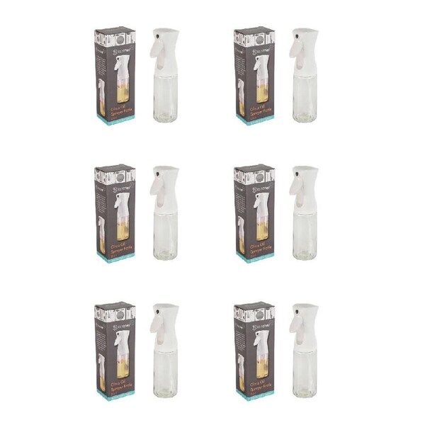 6PK Topchef Glass Oil Sprayer Bottle 220ml Kitchen Cooking Oil Dispenser White