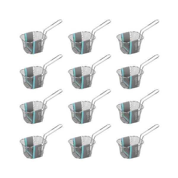 12PK Topchef Stainless Steel Mini Chip Serving Food Basket Snack Serving Tray
